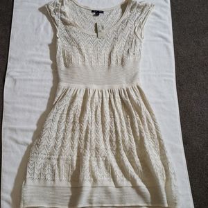 NWT American Eagle cream/silver sparkle dress